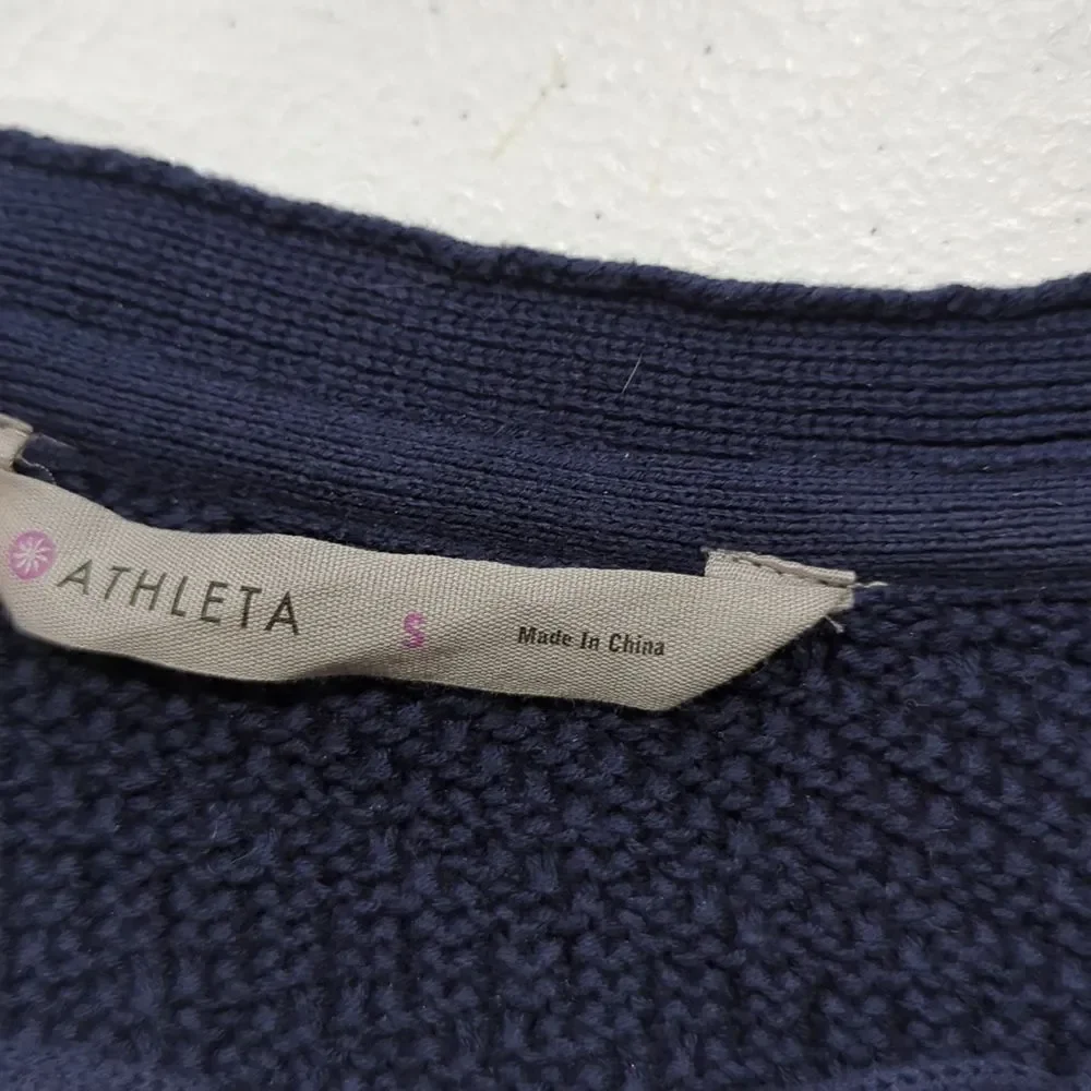 Athleta Womens Sweater Small Blue‎ Sunset Lace Up 596425